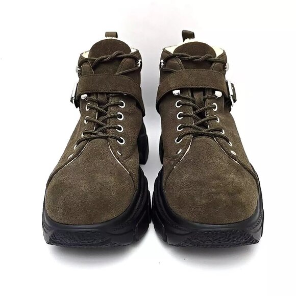 Jeffrey Campbell Accel Boot Lugged Sole Faux Fur Lined Ankle Booties Wms Size 9 - Picture 3 of 12